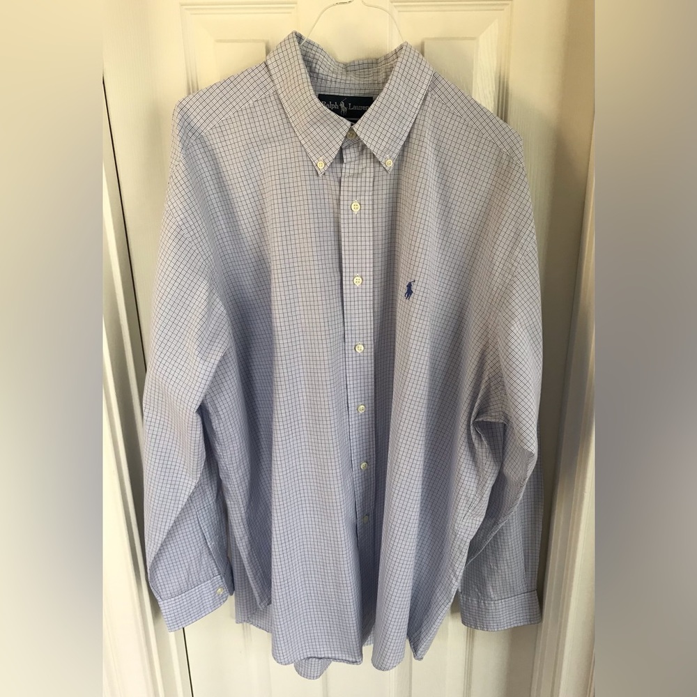 Ralph Lauren Men’s Size XL Classic Blue Tattersall Check Design Shirt